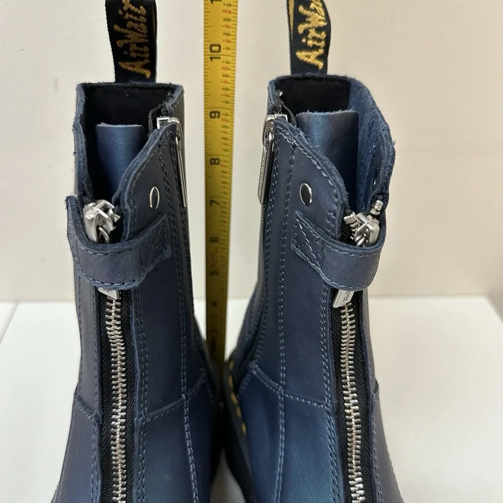 Dr Martens Jetta Hi Max Metallic Platform Boots Deep Blue Women Size 5 NEW